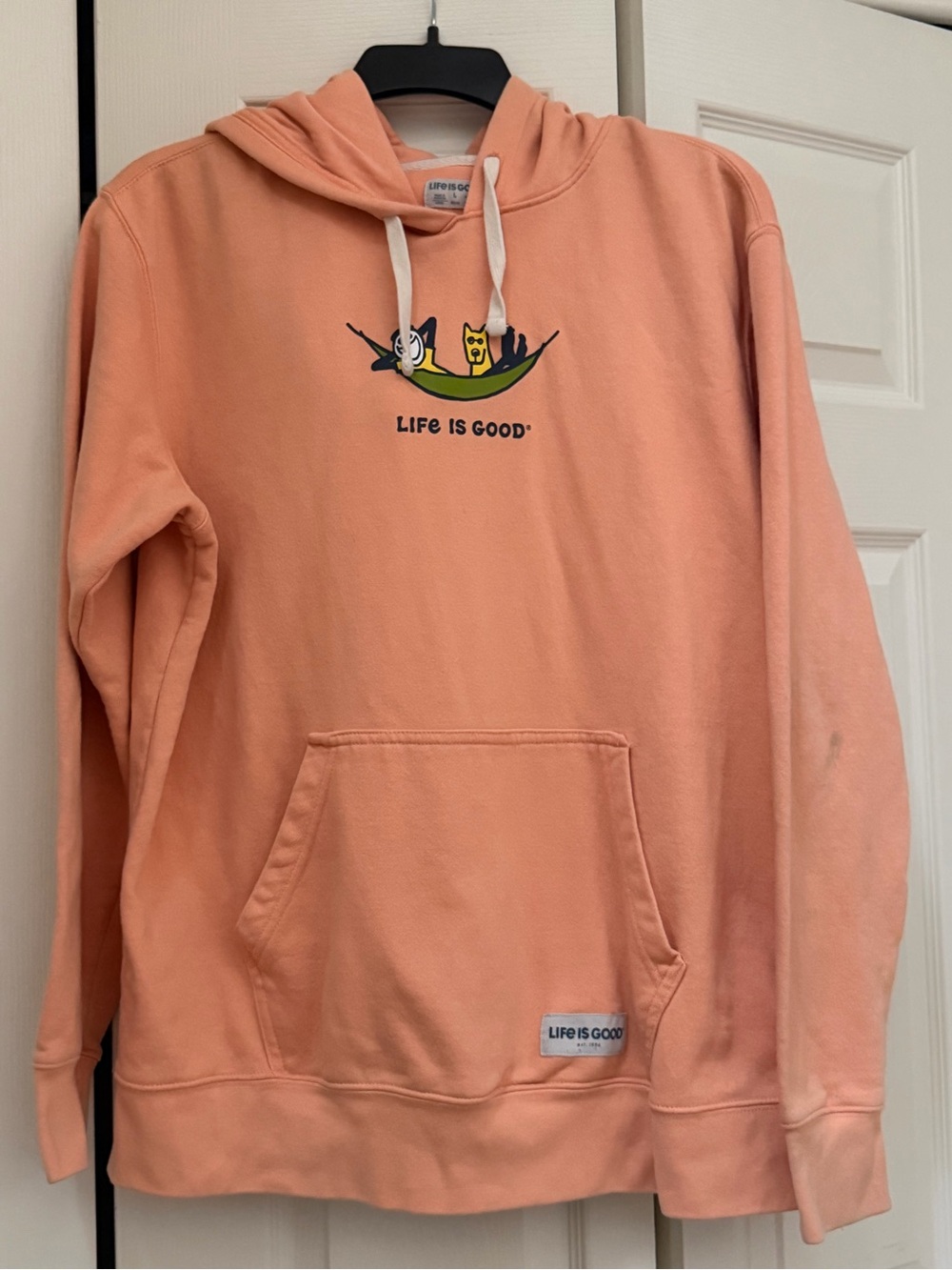 EUC - Life Is Good Men’s Large Peach Pullover Hoodie